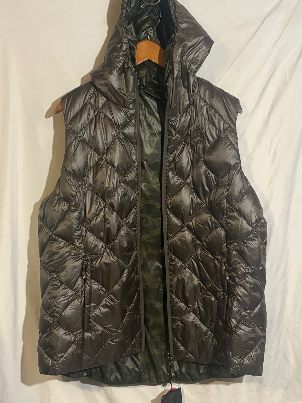 Quilted Hooded Puffer Vest - Charcoal NWT